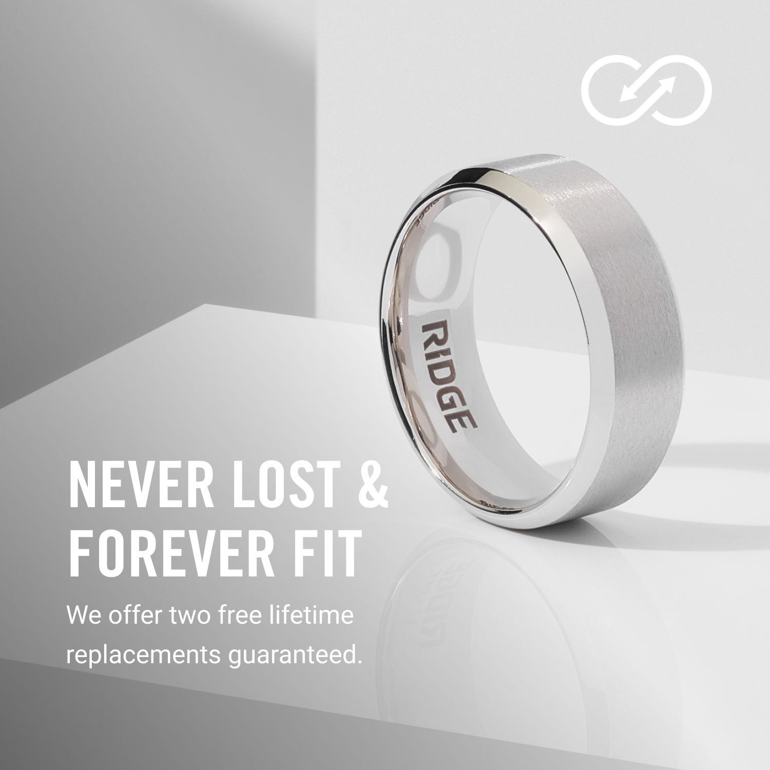 Ridge 8mm Beveled Ring Set - Platinum | Tantalum