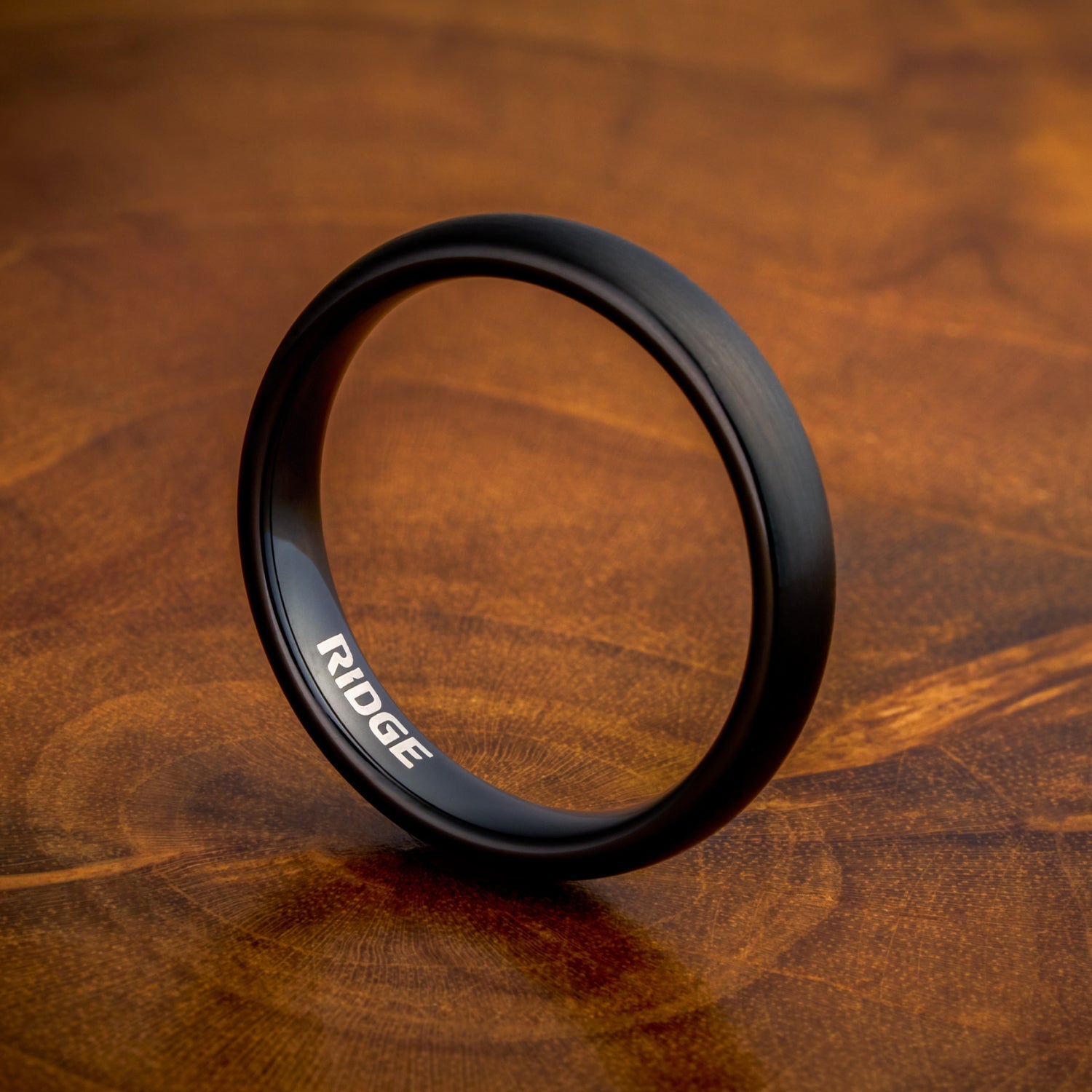 Ridge 4mm Rounded Ring Set - Royal Black