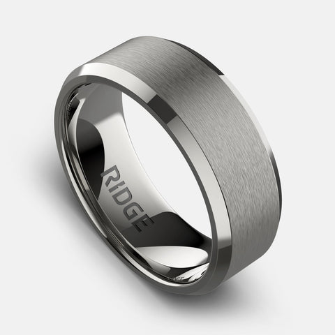 Ridge 8mm Beveled Ring Set - Platinum | Tantalum