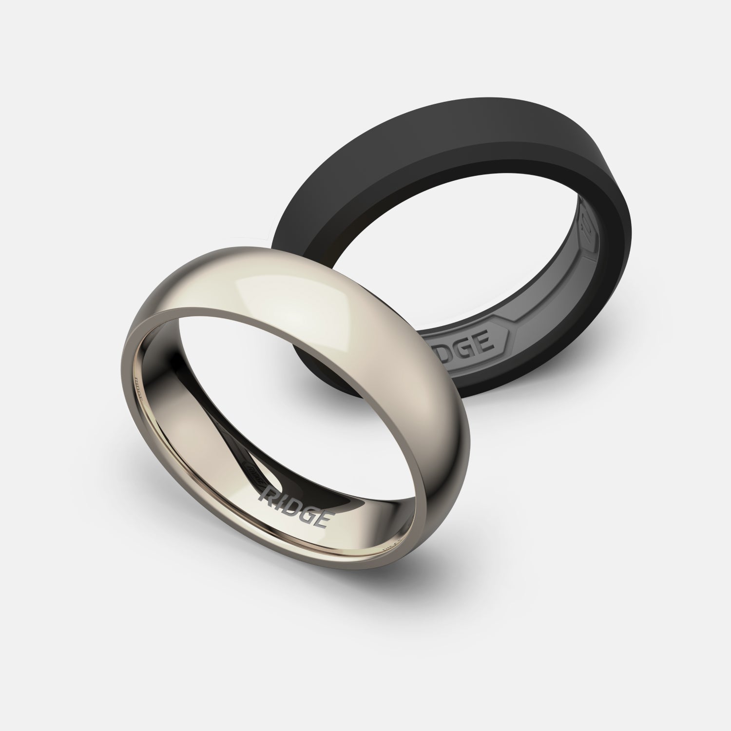 Ridge 6mm Rounded Ring Set - Platinum | Tantalum