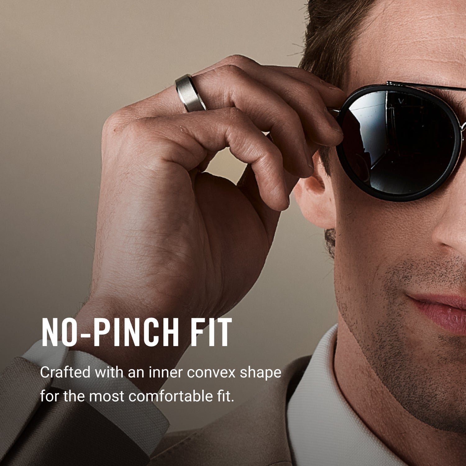 Ridge 8mm Beveled Ring Set - Platinum | Tantalum