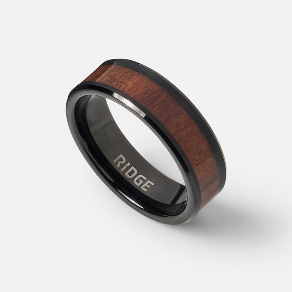 Ridge | Forged In Nature Collection | Mopane Wood Beveled Ring - Ridge AU