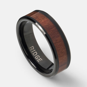 Ridge | Forged In Nature Collection | Mopane Wood Beveled Ring - Ridge AU
