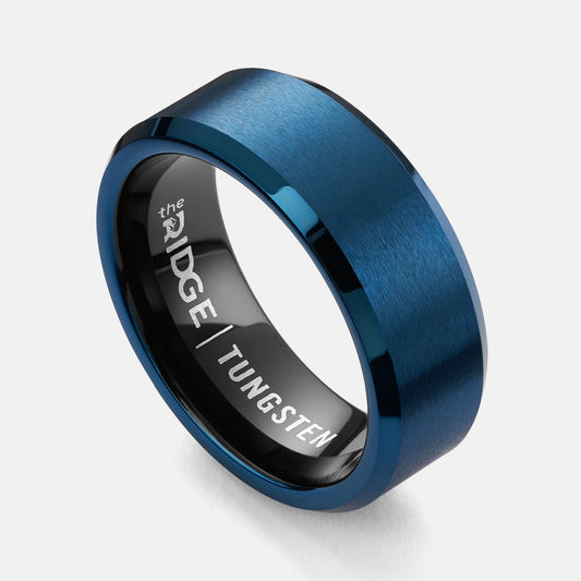 Ridge 8mm Beveled Ring Set - Alpine Navy